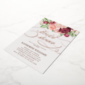 フローラ書道ブライダルシャワー箔の招待 箔招待状 (回転した状態)