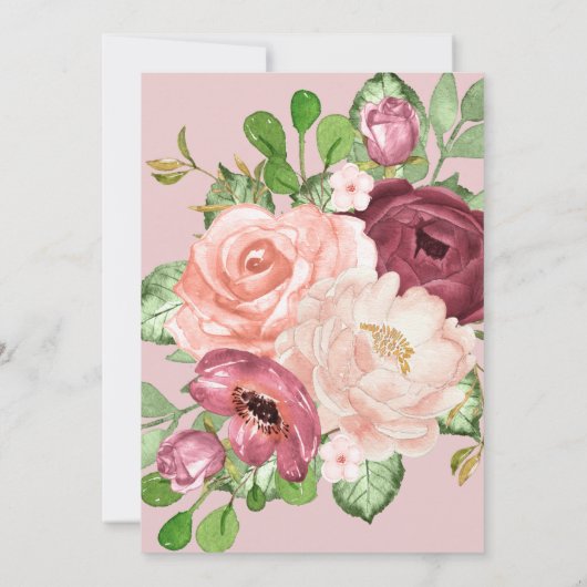 フローラ書道金ゴールド赤ちゃんシャワー招待 (裏面)