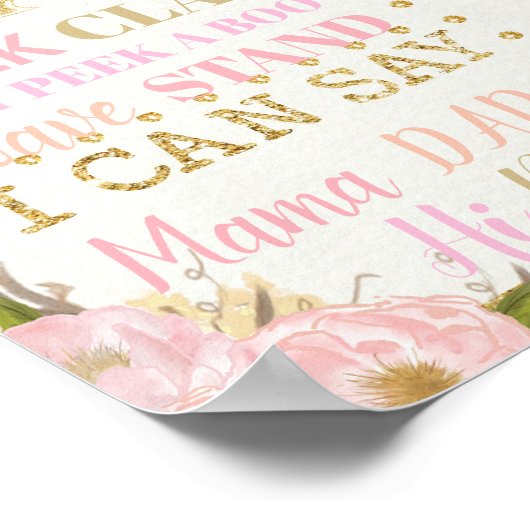 フローラ最初の誕生日マイルストーン誕生統計ポスター ポスター (角)