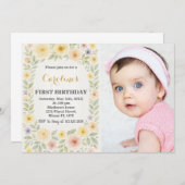 フローラ最初の誕生日招待状（写真あり） 招待状 (正面/裏面)