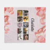 フローラ最高のスクリプトMom Ever Photo Collage フリースブランケット (正面(横))