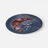 フローラ月 |海軍とブルゴーニュ結婚ーズ ペーパープレート (アングル)