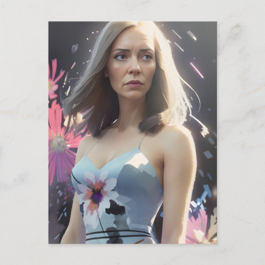 フローラ服を着た女性 ポストカード (正面)