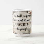 フローラ木目感動的引用文 コーヒーマグカップ (中央)