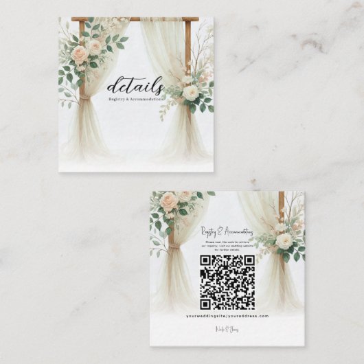 フローラ木製アーチグリーナリーバラ結婚ズ詳細 スクエア名刺 (正面/裏面)