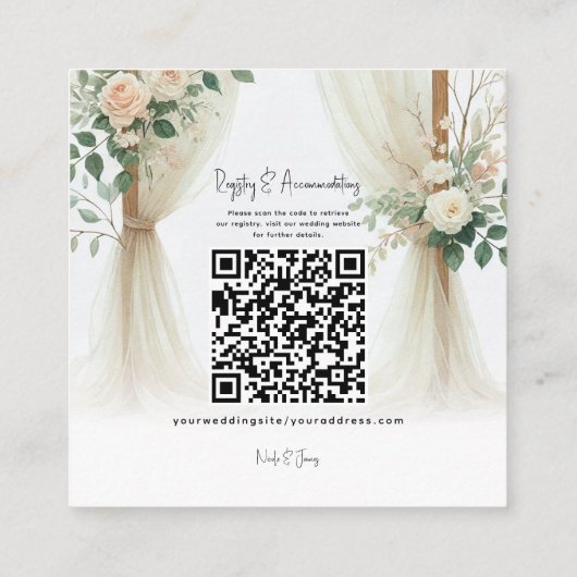 フローラ木製アーチグリーナリーバラ結婚ズ詳細 スクエア名刺 (裏面)