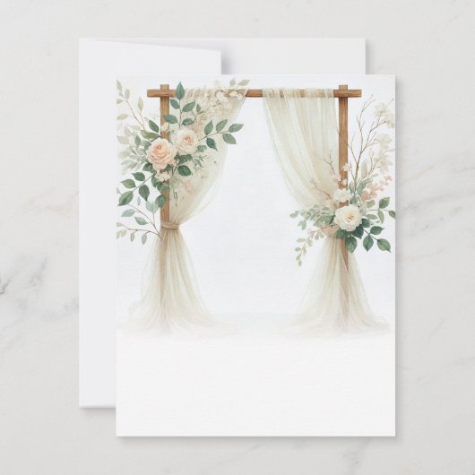 フローラ木製アーチグリーンリーバラウェディングRSVP 招待状 (裏面)