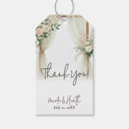 フローラ木製アーチグリーンリー素朴バラ結婚ズ ギフトタグ