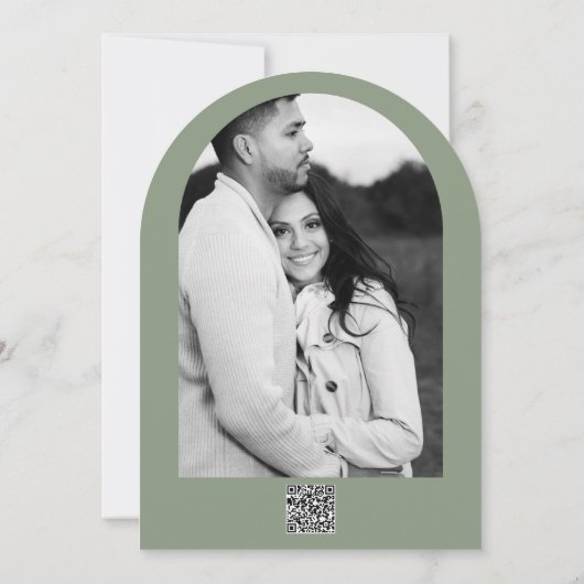 フローラ木製アーチグリーンリー素朴バラ結婚ズ 招待状 (裏面)