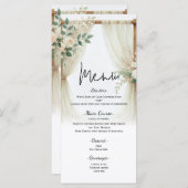 フローラ木製アーチ緑のバラ結婚のメニュー メニュー (正面/裏面)