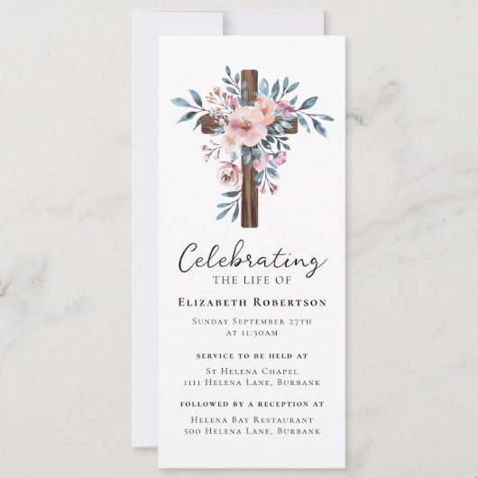 フローラ木製クロス葬儀デジタルエビテ 招待状 (正面)