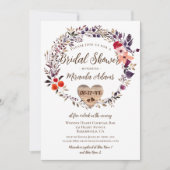 フローラ木製ハート素朴ブライダルシャワー 招待状 (正面)