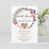フローラ木製ハート素朴ブライダルシャワー 招待状 (スタンド正面)