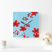 フローラ枝 スクエア壁時計 (ホーム)