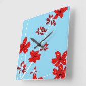 フローラ枝 スクエア壁時計 (傾斜)