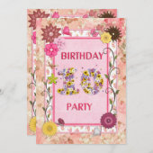 フローラ枠で10回目の誕生日パーティー招待状 招待状 (正面/裏面)