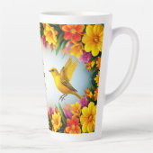 フローラ枠の明るい黄色鮮やかの鳥 カフェラテマグ (右)