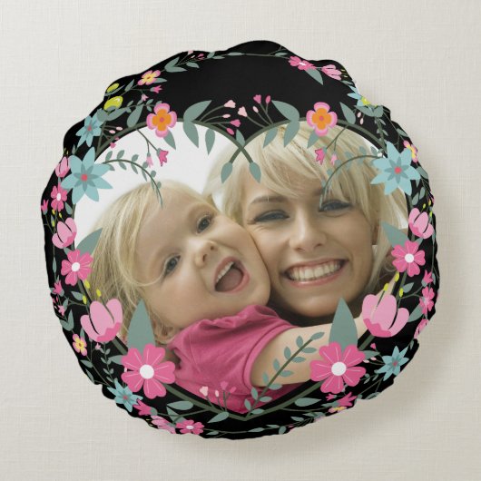 フローラ枠の母と子の柔らかいリース ラウンドクッション (裏面)