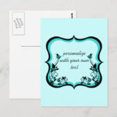 フローラ枠はがき、ターコイズ ポストカード (正面/裏面)