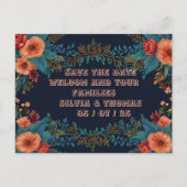 フローラ枠オレンジ色結婚の花はがき シーズンポストカード (正面)