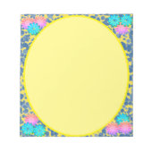 フローラ枠デザインの青い点の緑 ノートパッド (正面)