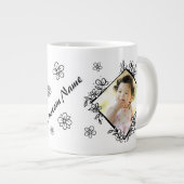 フローラ枠パーソナライズされた写真 ジャンボコーヒーマグカップ (正面右)