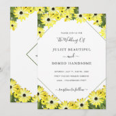 フローラ枠パーソナライズされた結婚式招待状 (正面/裏面)