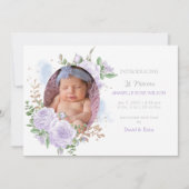 フローラ枠パープルガール写真誕生のお知らせ 案内状 (正面)