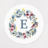 フローラ枠モノグラムグレーピンクの衣類ラベル ラベル (デザイン1)