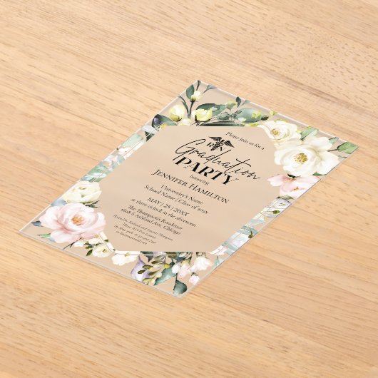 フローラ枠医療卒業者 アクリル招待状 (レイダウン)