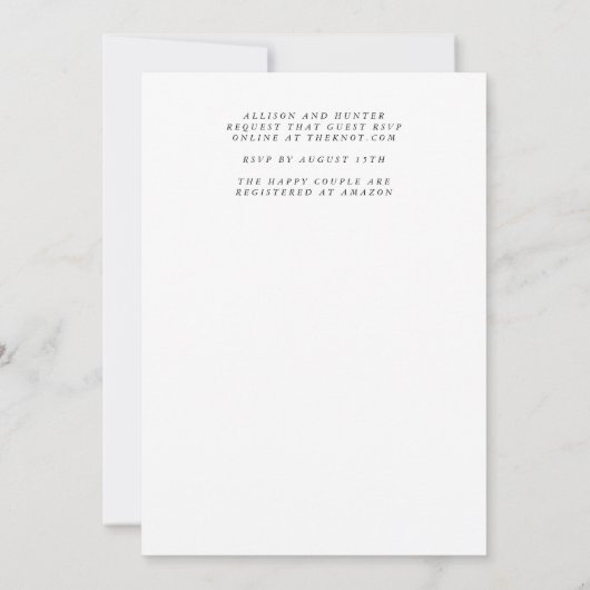 フローラ枠結婚式招待状 (裏面)