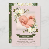 フローラ枠 |写真ベビー誕生発表 案内状 (正面/裏面)