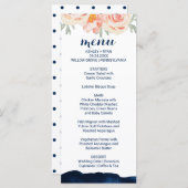 フローラ桃と海軍の水色ディナーメニューカード メニュー (正面/裏面)