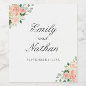 フローラ桃の水結婚色のワインラベル ワインラベル (シングルラベル)