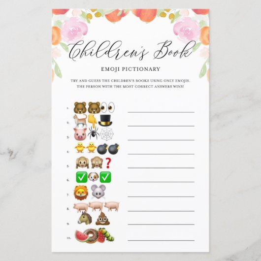 フローラ桃の絵文字の赤ちゃんシャワーゲーム (正面)