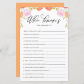 フローラ桃ママ赤ちゃんシャワー最高のゲームを知っている (正面/裏面)