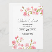 フローラ桜さくらんぼ結婚式招待状カード 招待状 (正面/裏面)