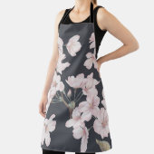 フローラ桜、ダークグレー、シームレスなパターン。 エプロン (インサイチュ)