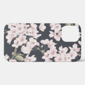 フローラ桜、ダークグレー、シームレスなパターン。 Case-Mate iPhoneケース (裏面 (横))