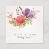 フローラ梅と紅水色ウェディングプランナー スクエア名刺 (正面)