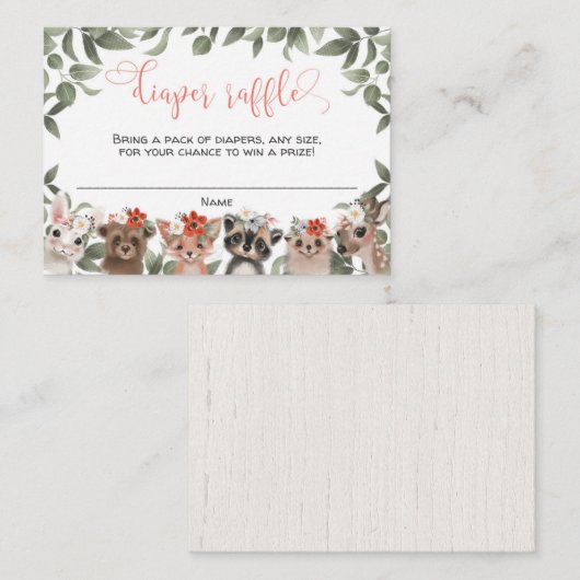 フローラ森林動物の森の女の子おむつオムツフル エンクロージャーカード (正面/裏面)