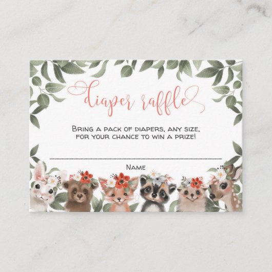 フローラ森林動物の森の女の子おむつオムツフル エンクロージャーカード (正面)