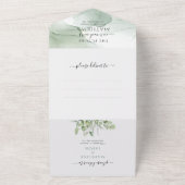 フローラ植物の緑のユーカリの写真結婚の オールインワン招待状 (外側)