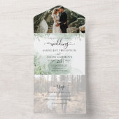 フローラ植物の緑のユーカリの写真結婚の オールインワン招待状 (内側)