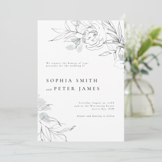 フローラ植物イラストレーション結婚式招待状 招待状 (スタンド正面)