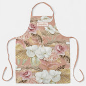 フローラ植物カラー赤面パームグリーン エプロン (正面)