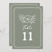 フローラ植物セージ結婚グリーン 招待状 (正面/裏面)