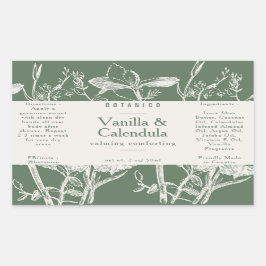 フローラ植物セージ緑石鹸の血清製品 長方形シール