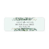 フローラ植物ユーカリの緑の枠結婚の ラベル (正面)