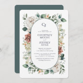 フローラ植物冬季ウェディング招待状 招待状 (正面/裏面)